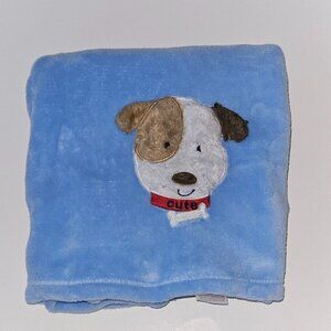 Baby Starters Blue Puppy Dog Fleece Blanket 30x40" Collar Cute Brown White READ